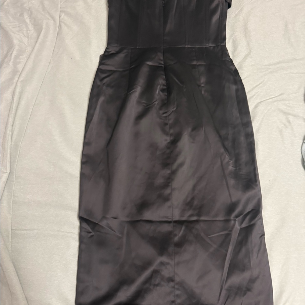 Bardot Strapless Black Satin Dress - Picture 2 of 3